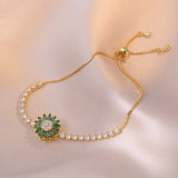 Green Stone Sunflower Jewelry Set for Women