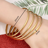 4pcs Round Charm Smooth Plain Bangle Wedding African High Polished Bangle