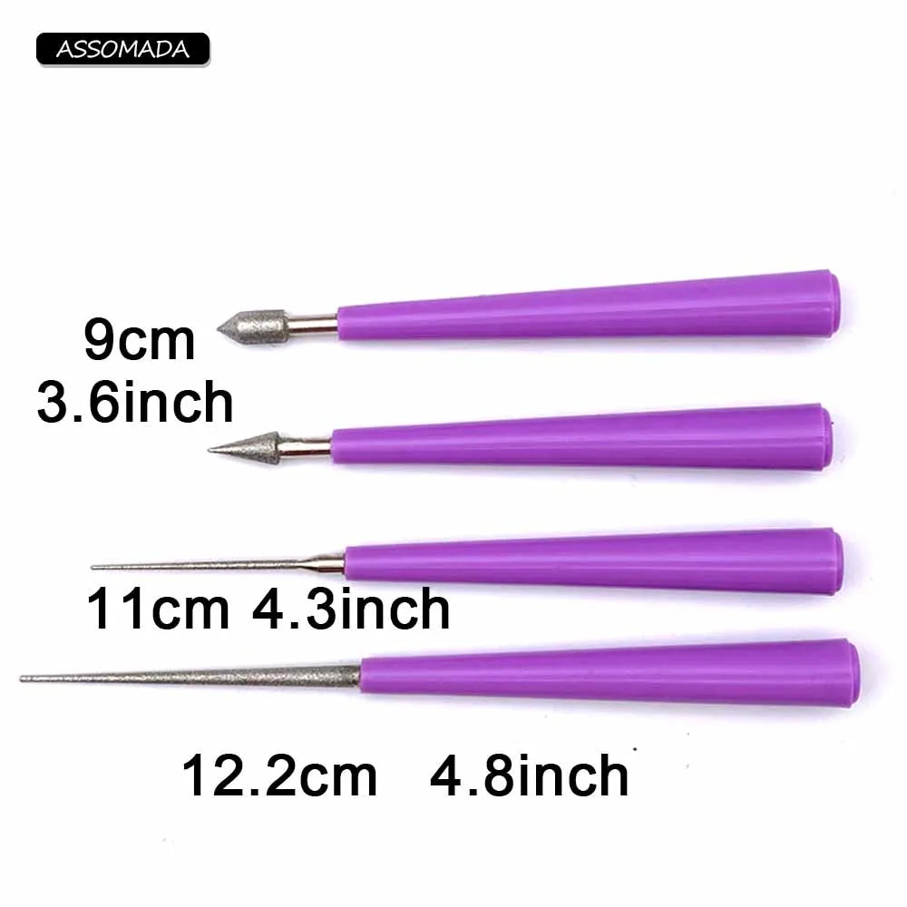 4pcs Round Hole Expander Diamond File for Pearls Jade Enlarge Hole