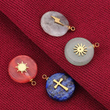 4pcs Stone Stainless Steel Charms Pendants DIY Jewelry Making