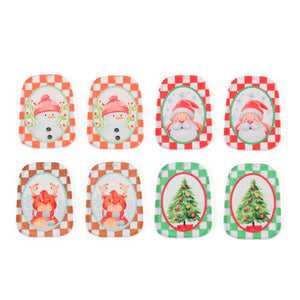 4pcs Santa Snowman Acrylic Christmas Charms Pendants Bulk