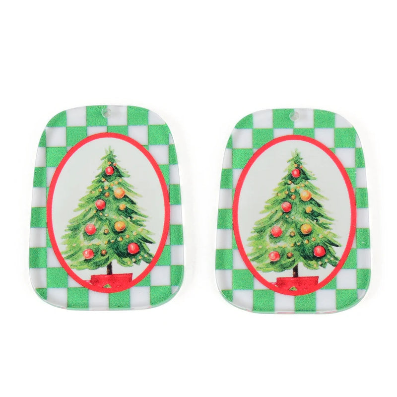 4pcs Santa Snowman Acrylic Christmas Charms Pendants Bulk