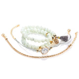 Bohemian Stone beads bracelets Set Metal Heart Round Tassel charm Bangle Jewelry