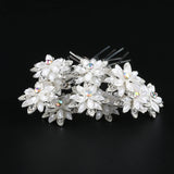 4pcs/Set Girl Wedding Prom Hair Pins Flower Silver Acrylic Crystal Accessories