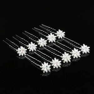 4pcs/Set Girl Wedding Prom Hair Pins Flower Silver Acrylic Crystal Accessories