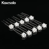 4pcs/Set Girl Wedding Prom Hair Pins Flower Silver Acrylic Crystal Accessories