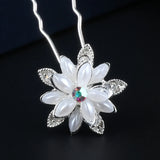 4pcs/Set Girl Wedding Prom Hair Pins Flower Silver Acrylic Crystal Accessories