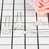 4pcs/Set Girl Wedding Prom Hair Pins Flower Silver Acrylic Crystal Accessories