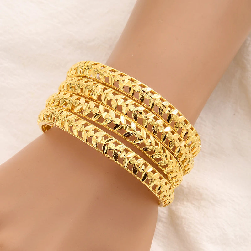 4pcs Dubai African Bridal Wedding Bangle Women Arab Pattern Bracelet