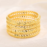 4pcs Dubai African Bridal Wedding Bangle Women Arab Pattern Bracelet