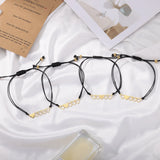 4pcs Hollow Heart Rope Chain Bracelets Stainless Steel Couple Bangle