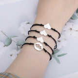 4pcs Hollow Heart Rope Chain Bracelets Stainless Steel Couple Bangle