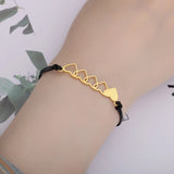 4pcs Hollow Heart Rope Chain Bracelets Stainless Steel Couple Bangle