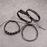 Men Titanium Steel Roman Numeral Bracelet Set