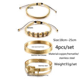 Men Titanium Steel Roman Numeral Bracelet Set