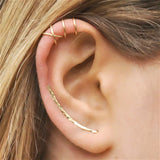 4pcs Minimalist Long Ear Cuff Climber Double Cross Earrings for Girlfriend