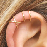 4pcs Minimalist Long Ear Cuff Climber Double Cross Earrings for Girlfriend