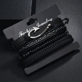 Vintage Gothic Punk Multilayer Leather Bracelets Set
