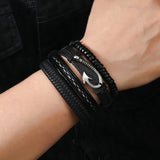 Vintage Gothic Punk Multilayer Leather Bracelets Set