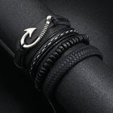 Vintage Gothic Punk Multilayer Leather Bracelets Set