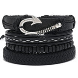 Vintage Gothic Punk Multilayer Leather Bracelets Set