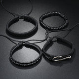 Vintage Gothic Punk Multilayer Leather Bracelets Set