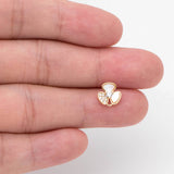Shell Paved Flower Ear Posts, Plated Brass Stud Earrings
