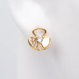 Shell Paved Flower Ear Posts, Plated Brass Stud Earrings