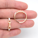 Adjustable Ring With Shell Paved and Pearl Peg