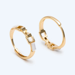 Adjustable Ring With Shell Paved and Pearl Peg