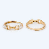 Adjustable Ring With Shell Paved and Pearl Peg