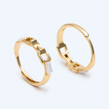 Adjustable Ring With Shell Paved and Pearl Peg