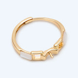 Adjustable Ring With Shell Paved and Pearl Peg