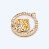 4pcs Shell Paved Round Charms CZ Disc Pendants DIY Jewelry Making (GB-2775)
