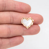 4pcs Shell Paved Heart Charms,18K Plated Brass Pendants