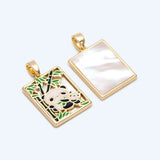 2 Pandas Bamboo Charms Enamel Rectangle Pendant DIY Jewelry Making