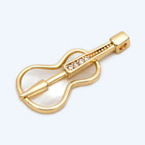 4pcs CZ Cello Pendants,18K Plated Brass, Shell Paved Charms, DIY Jewelry Making