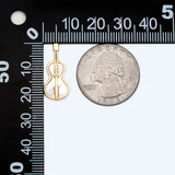 4pcs CZ Cello Pendants,18K Plated Brass, Shell Paved Charms, DIY Jewelry Making