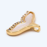 4pcs Shell Paved Whale Tail Charms, CZ Micro Paved Mermaid Tail Pendants