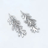 4pcs CZ Paved Leaf Charms 44x14mm, Jewelry Making DIY Supplies