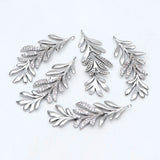 4pcs CZ Paved Leaf Charms 44x14mm, Jewelry Making DIY Supplies