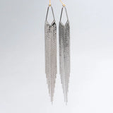 4pcs Silver Chain Tassels 123mm, Earring Charm Pendants