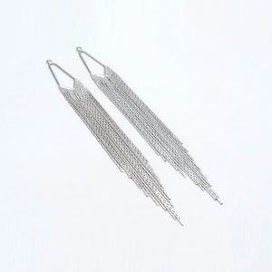 4pcs Silver Chain Tassels 123mm, Earring Charm Pendants