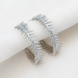 Feather Earring Studs, Rhodium Plated Brass, Round Circle Leaf Earring