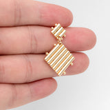 4pcs Square Ear Posts 32x20mm Brass Earring Studs
