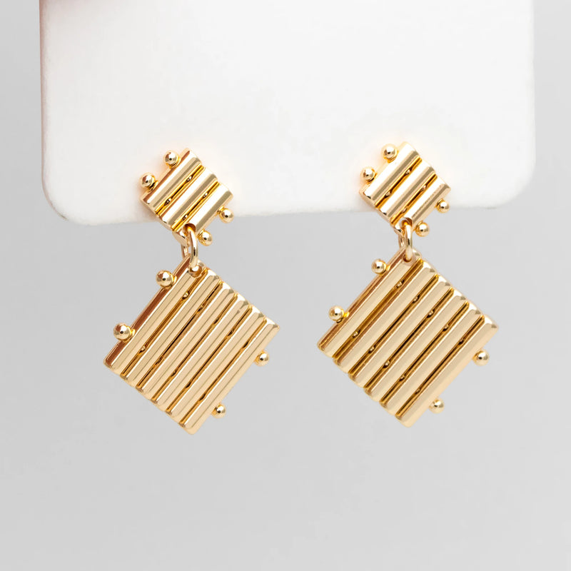 4pcs Square Ear Posts 32x20mm Brass Earring Studs