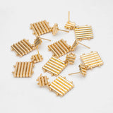 4pcs Square Ear Posts 32x20mm Brass Earring Studs