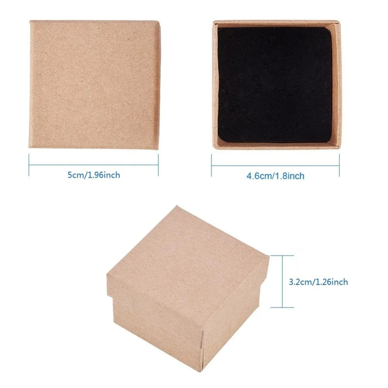 4pcs Square Tan Cardboard Jewelry Boxes for Ring Jewelry Packaging Display