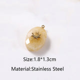 4pcs Stainless Steel Natural Stone Water Drop Charms Pendants