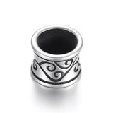 4pcs Stainless Steel Large Hole Beads Cylinder Rattan 8mm Leather Bracelet DIY